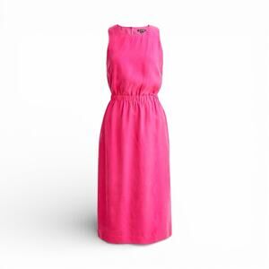 J. Crew Sleeveless Cinched Waist Cupro Midi in Magenta Pink - Size Large, NWT